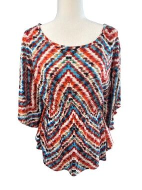 Mix & Co. Multicolor Chevron Print Shirt Size Medium
